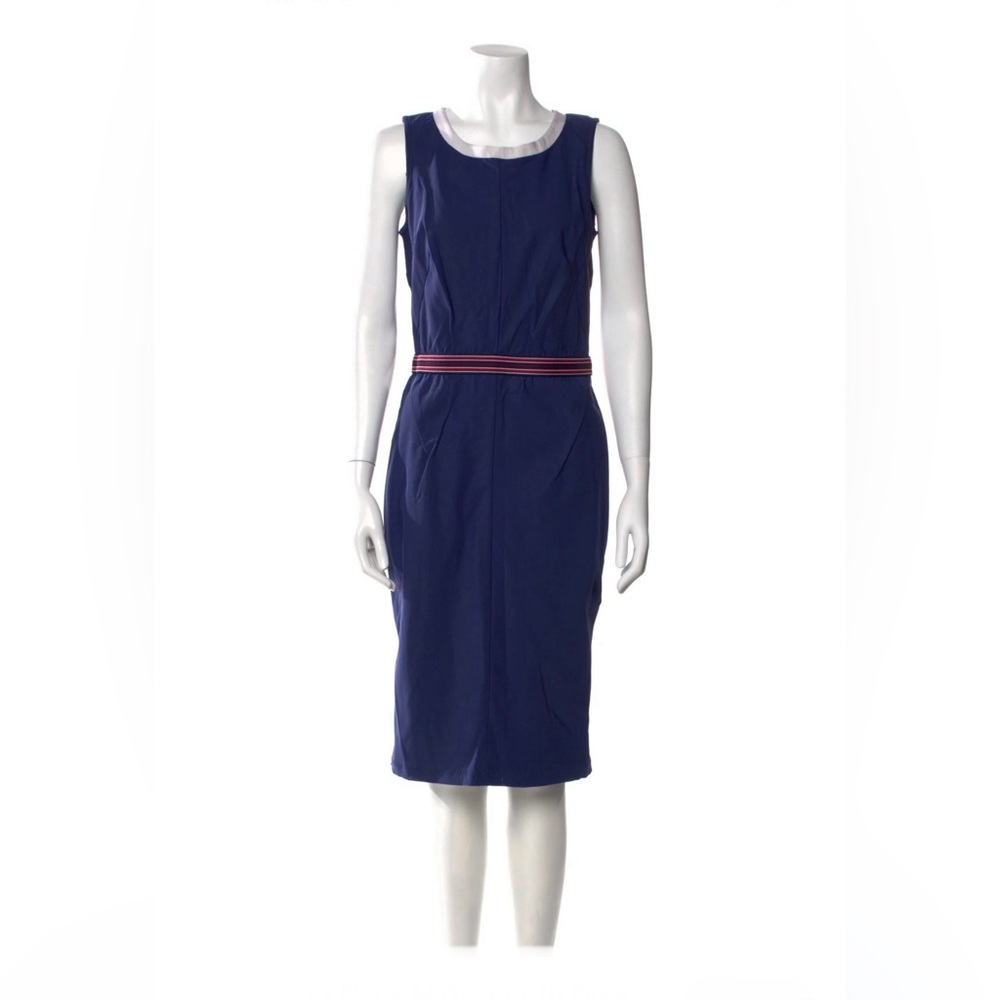 Dolce & Gabbana Blue Midi Dress with Red Accent